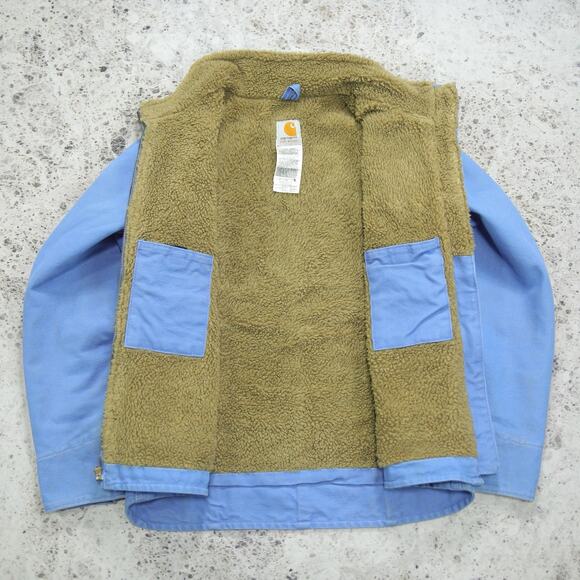 Vintage Carhartt WJ022 FHB Blue WOMENS Jacket Sherpa Lined Size Medium - Picture 2 of 16